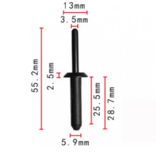 Заклепки C0467 пластикова GM 25524005 ( уп. 100 шт.) Заклепки C0467 пластикова GM 25524005 ( уп. 100 шт.)