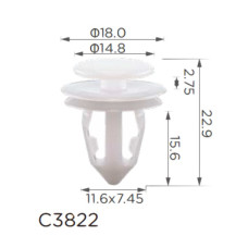 Кліпси C3822 обшивки дверей TESLA (114276600A) ( уп. 100 шт)