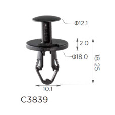 Фіксатор C3839 натискний/розпірний TESLA (1128034-00-B)  ( уп. 100 шт.)