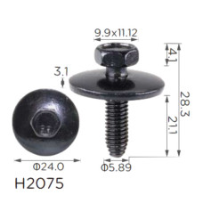 Гвинт H2075 з шайбою MERCEDES, RENAULT (7703602059, A0089906901, 19838) ( уп. 100 шт.) Гвинт H2075 з шайбою MERCEDES, RENAULT (7703602059, A0089906901, 19838) ( уп. 100 шт.)