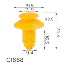 Кліпси C1668 обшивка дверей LAND ROVER, FORD, GM (EKM100270,F58Z16237A02A, F8VZ54237A02AA, )( уп.100