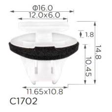 Кліпси C1702  молдингу NISSAN, INFINITI, RENAULT (76882JG10A, 76882-JG10A, 15765) ( уп. 100 шт.)