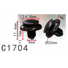 Фіксатор C1704 натискний/розпірний TOYOTA, HONDA, LEXUS,  MITSUBISHI (9046708217, 90467-08217)(уп100
