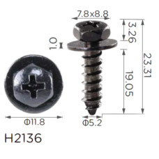 Саморіз H2136 з шайбою TOYOTA, LEXUS (539242030 ,7539242030,75392-42030,18814)( уп. 100 шт.) Саморіз H2136 з шайбою TOYOTA, LEXUS (539242030 ,7539242030,75392-42030,18814)( уп. 100 шт.)