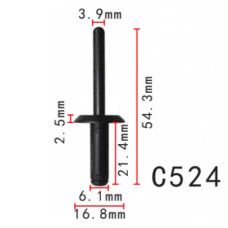 Заклепки C0524 пластикова FORD (N804759S, N804759-S, 25026) ( уп. 100 шт.) Заклепки C0524 пластикова FORD (N804759S, N804759-S, 25026) ( уп. 100 шт.)