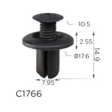 Кліпси C1766 розпірні КIA, FORD, MAZDA, GM, CHEVROLET,FIAT,VOLVO, MITSUBISHI 86590-28000 (уп.100шт) Кліпси C1766 розпірні КIA, FORD, MAZDA, GM, CHEVROLET,FIAT,VOLVO, MITSUBISHI 86590-28000 (уп.100шт)