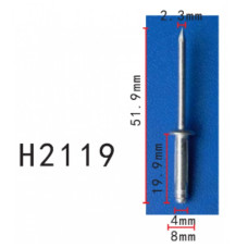 Заклепки H2119 металева NISSAN MAZDA(51.9 ММ) (01515-0009U,015150009U,BN8F-50-355,BN8F50355)( уп.100 Заклепки H2119 металева NISSAN MAZDA(51.9 ММ) (01515-0009U,015150009U,BN8F-50-355,BN8F50355)( уп.100
