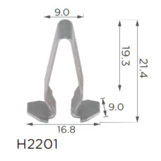 Скоба H2201 В=21.4 Д=16.8 Ш=9 VW, AUDI, SKODA SEAT (3B9867289, 16508) ( уп. 100 шт.) Скоба H2201 В=21.4 Д=16.8 Ш=9 VW, AUDI, SKODA SEAT (3B9867289, 16508) ( уп. 100 шт.)