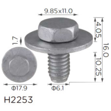 Гвинт H2253 з шайбоюVW,GREAT WALL,AUDI,SEAT,SKODA(N10009110,N10009112,C1430612F3E*,19808)( уп. 100 ш Гвинт H2253 з шайбоюVW,GREAT WALL,AUDI,SEAT,SKODA(N10009110,N10009112,C1430612F3E*,19808)( уп. 100 ш